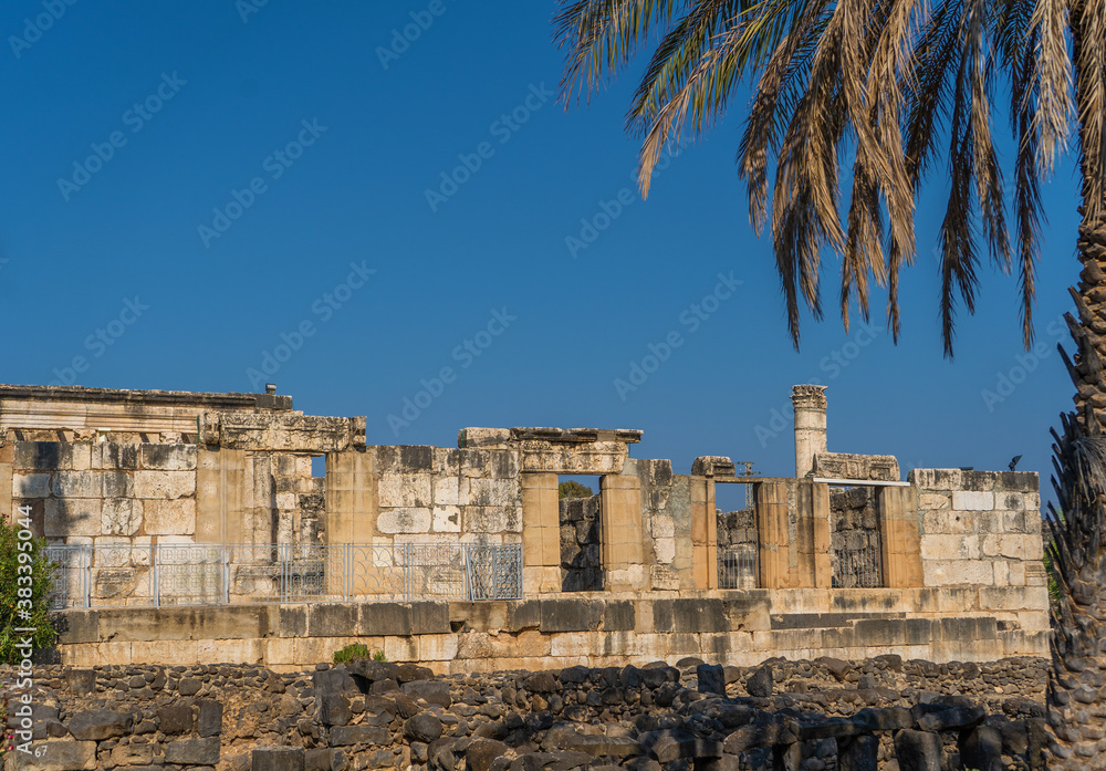 View of historical ruins in capernaum. No people