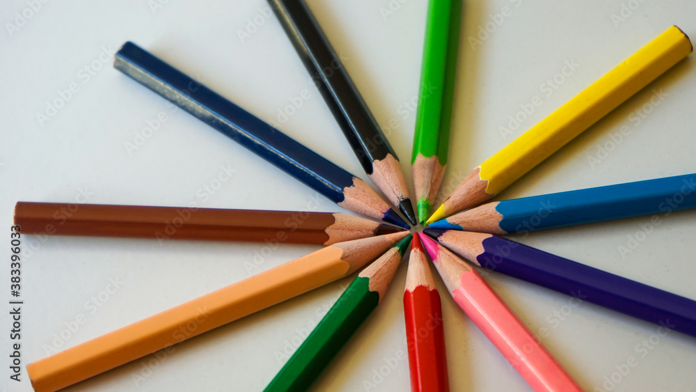 color pencils on white background color pencils on white background
