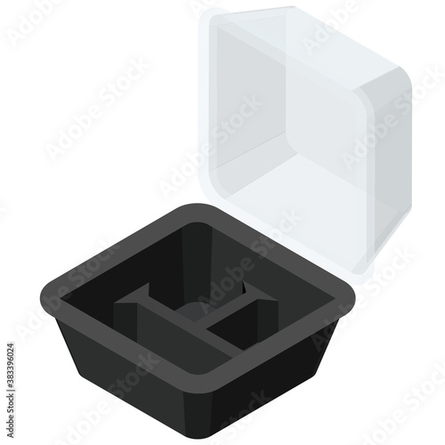 Empty take-out containers. Isometric colorful illustration.
