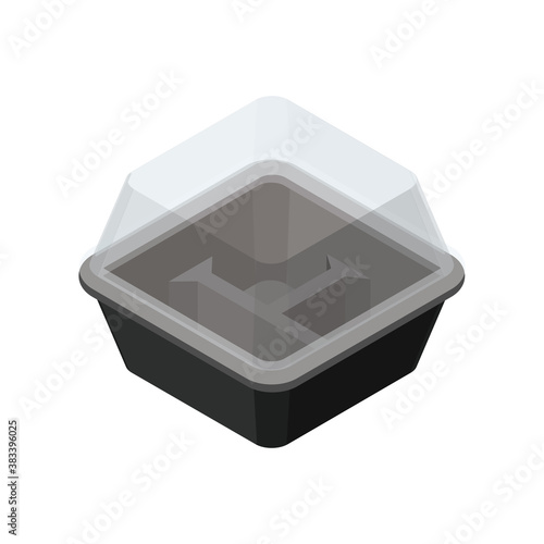Empty take-out containers. Isometric colorful illustration.
