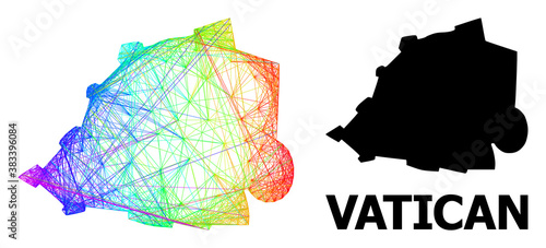 Net and solid map of Vatican. Vector model is created from map of Vatican with intersected random lines, and has bright spectral gradient. Abstract lines are combined into map of Vatican.