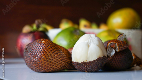 Close up of salak fruit on the table