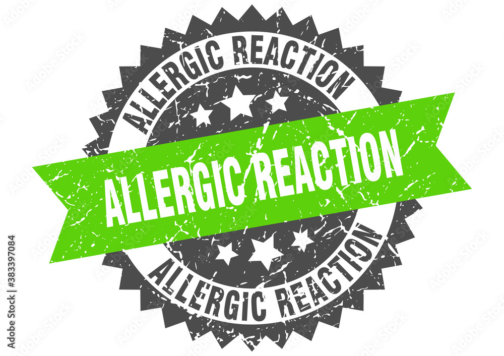 Obraz premium allergic reaction stamp. grunge round sign with ribbon