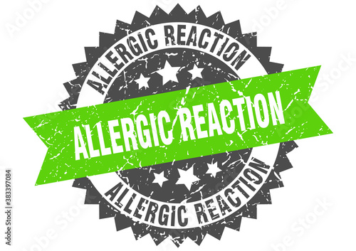 allergic reaction stamp. grunge round sign with ribbon