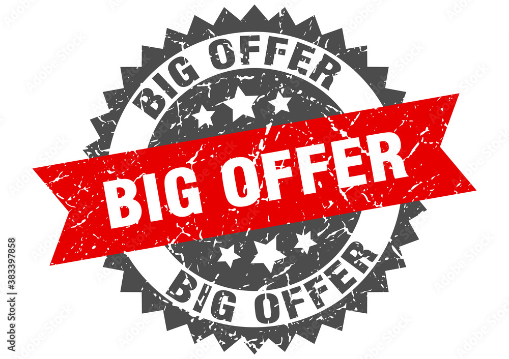 Obraz premium big offer stamp. grunge round sign with ribbon