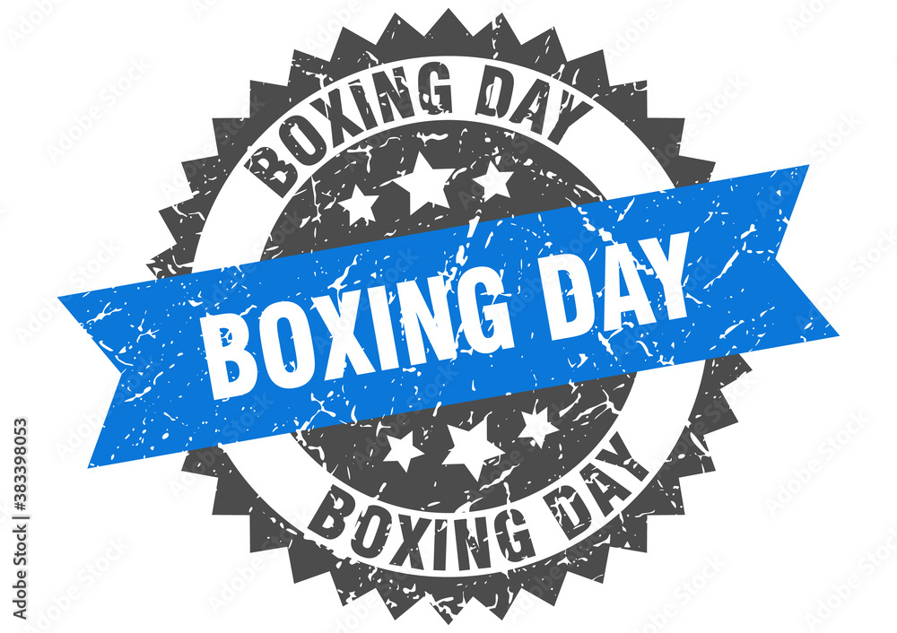 Obraz premium boxing day stamp. grunge round sign with ribbon