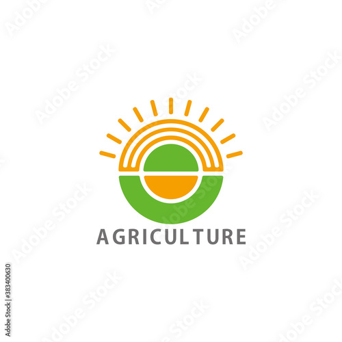 circle sun green land field agriculture symbol logo vector