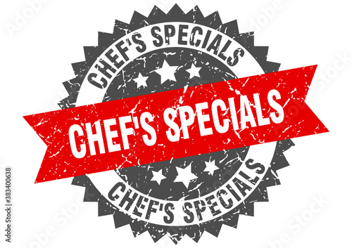 chef's specials stamp. grunge round sign with ribbon