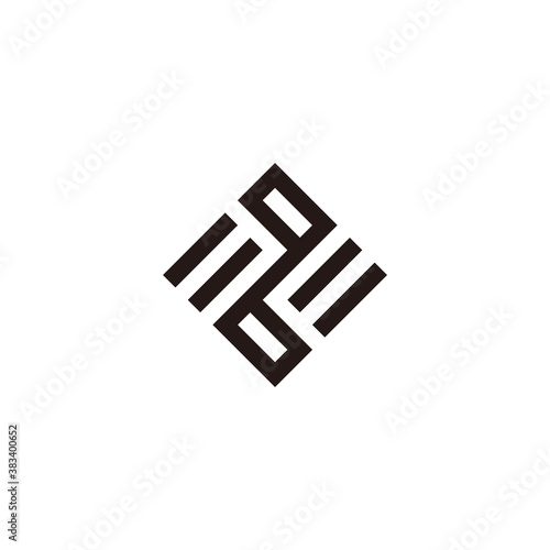 letter qb simple geometric line art square logo vector