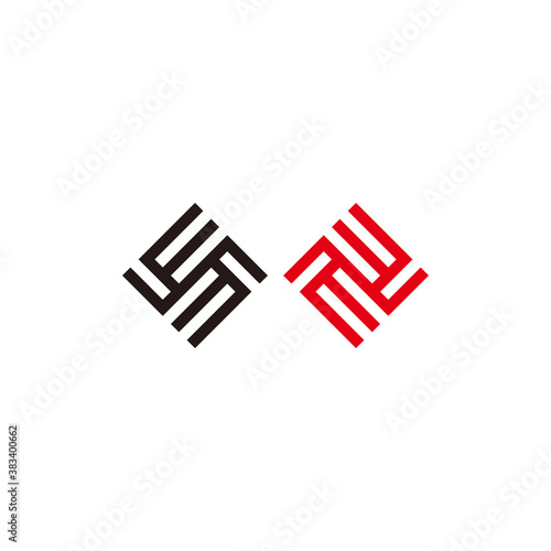 abstract letter EE square geometric linear logo vector