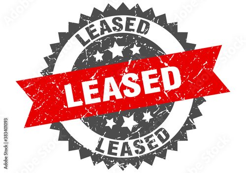leased stamp. grunge round sign with ribbon
