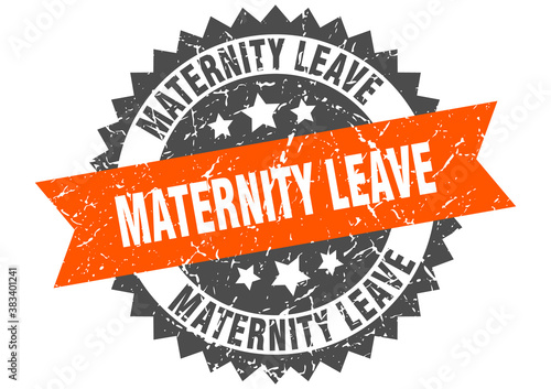 maternity leave stamp. grunge round sign with ribbon