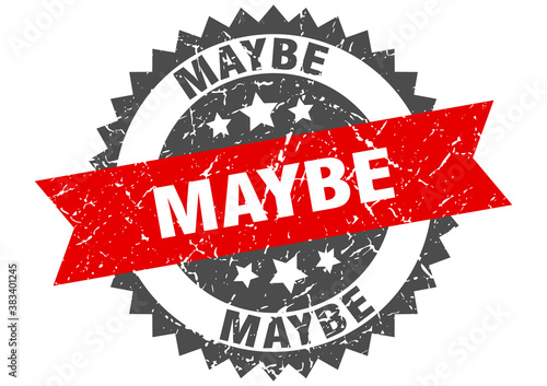 maybe stamp. grunge round sign with ribbon