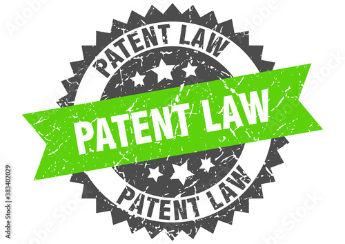 patent law stamp. grunge round sign with ribbon