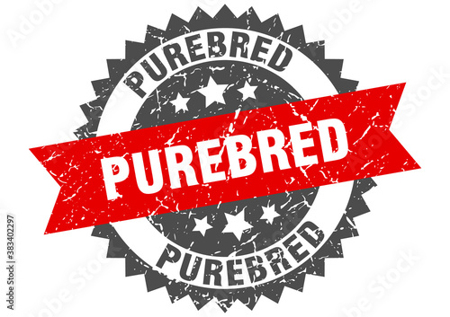 purebred stamp. grunge round sign with ribbon
