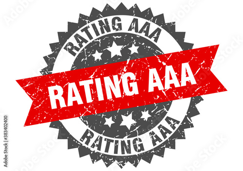 rating aaa stamp. grunge round sign with ribbon