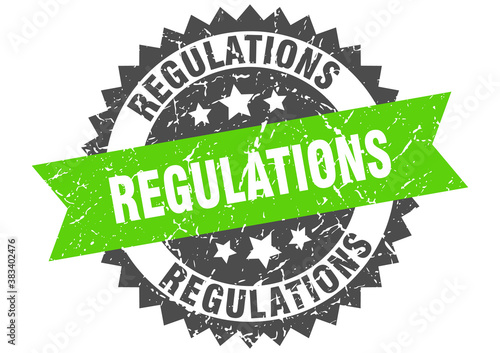 regulations stamp. grunge round sign with ribbon