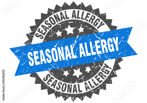 seasonal allergy stamp. grunge round sign with ribbon
