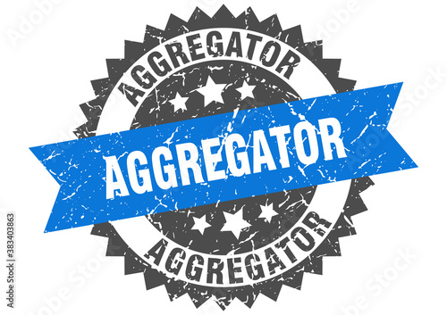 aggregator stamp. grunge round sign with ribbon