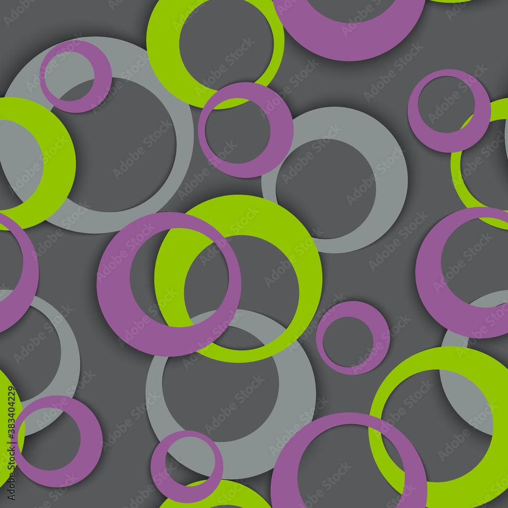 Circle rings geometric seamless pattern, round shapes
