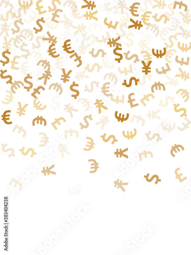 Euro dollar pound yen gold symbols flying currency vector design. Deposit backdrop. Currency tokens  © SunwArt