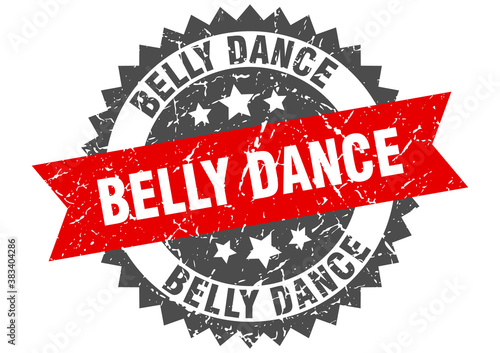 belly dance stamp. grunge round sign with ribbon