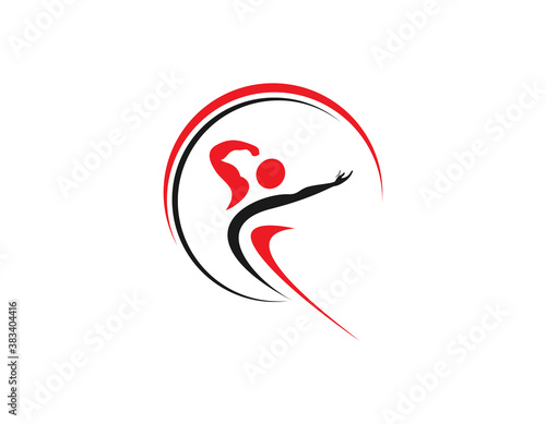 Muscle man sport symbol logo design illustration.