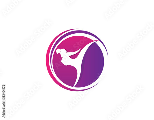 women kickboxing symbol logo design illustration.