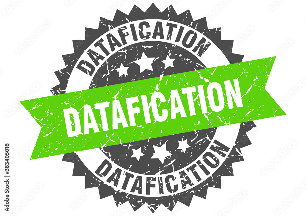 Obraz premium datafication stamp. grunge round sign with ribbon