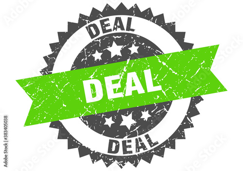 deal stamp. grunge round sign with ribbon