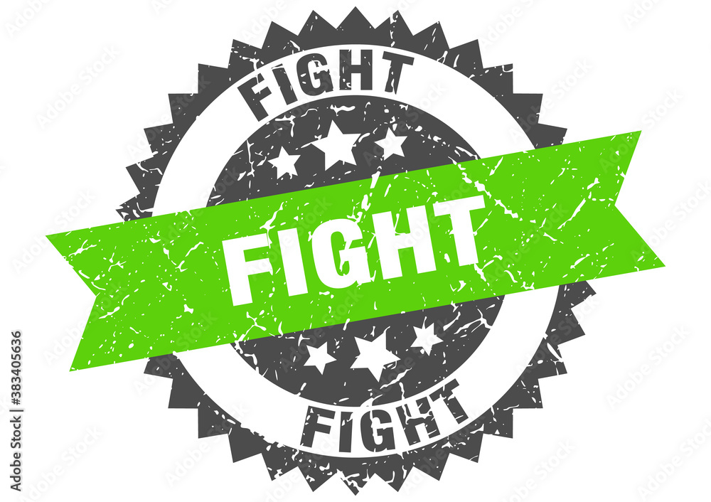 Fototapeta premium fight stamp. grunge round sign with ribbon