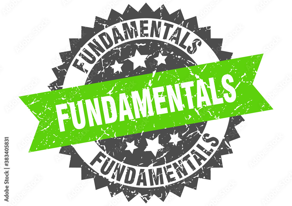 Obraz premium fundamentals stamp. grunge round sign with ribbon