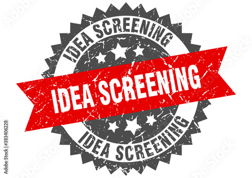 idea screening stamp. grunge round sign with ribbon