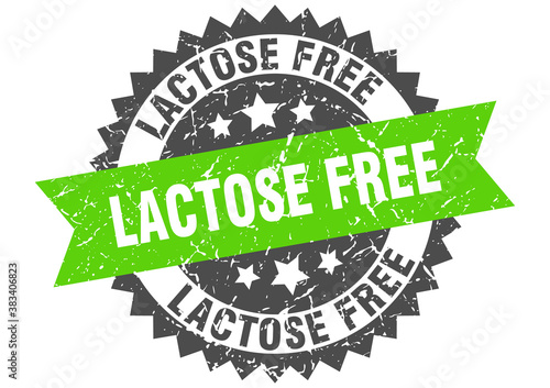 lactose free stamp. grunge round sign with ribbon