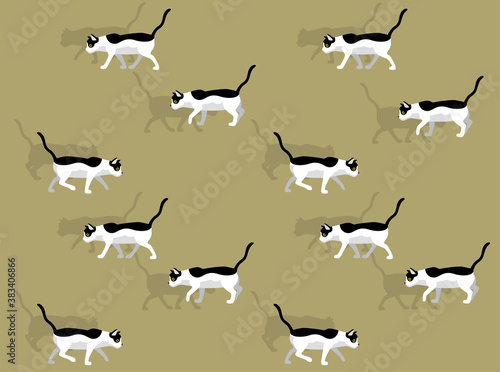 Animal Animation Cat Aegean Cartoon Vector Illustration Seamless Background-01