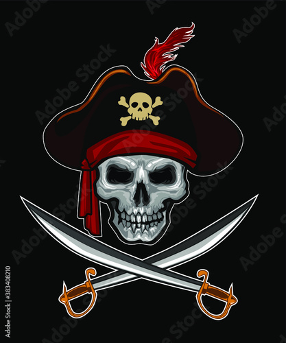 pirate skull cartoon in vector