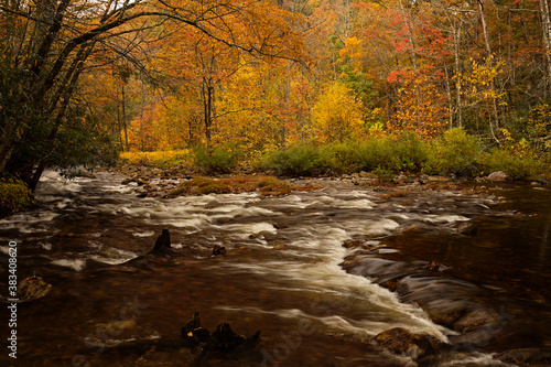 Relaxing country life viewed in the rivers and streams in the blue ridge mountains of north carolina. Travel destination to visit during the fall season © Patricia Thomas 