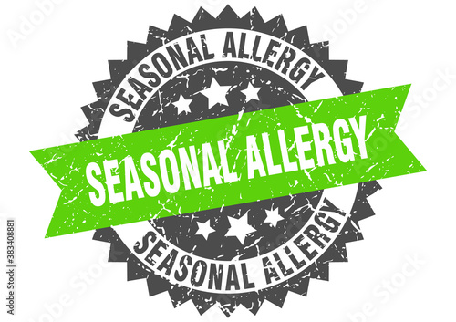 seasonal allergy stamp. grunge round sign with ribbon