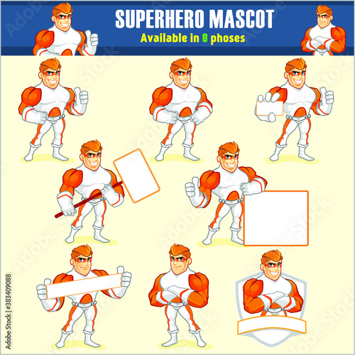superhero mascot cartoon pack in vector