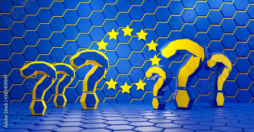 question marks hexagons col...