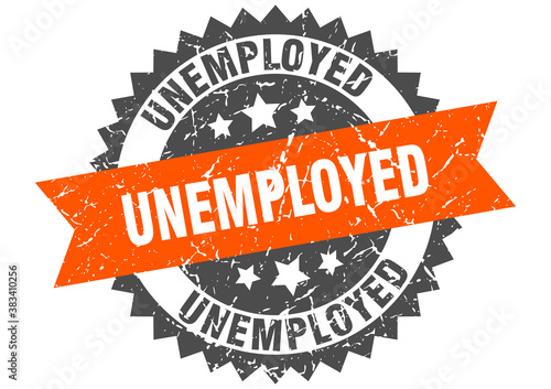 unemployed stamp. grunge round sign with ribbon