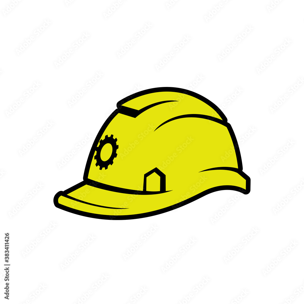 Fototapeta premium yellow safety helmet vector illustration. hard hat safety worker. flat color style