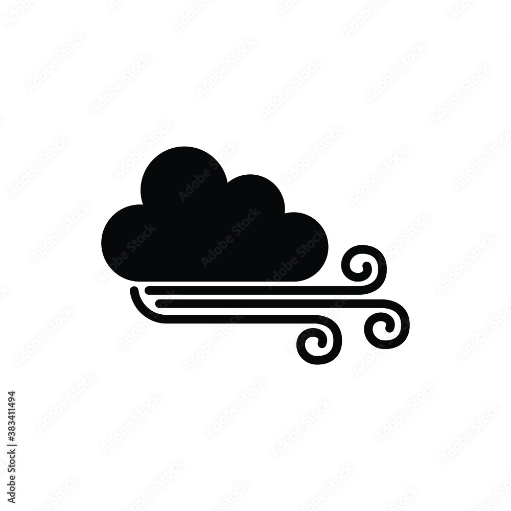 Cloud with windy icon vector isolated on white, logo sign and symbol. Cloud with windy icon vector isolated on white, logo sign and symbol.
