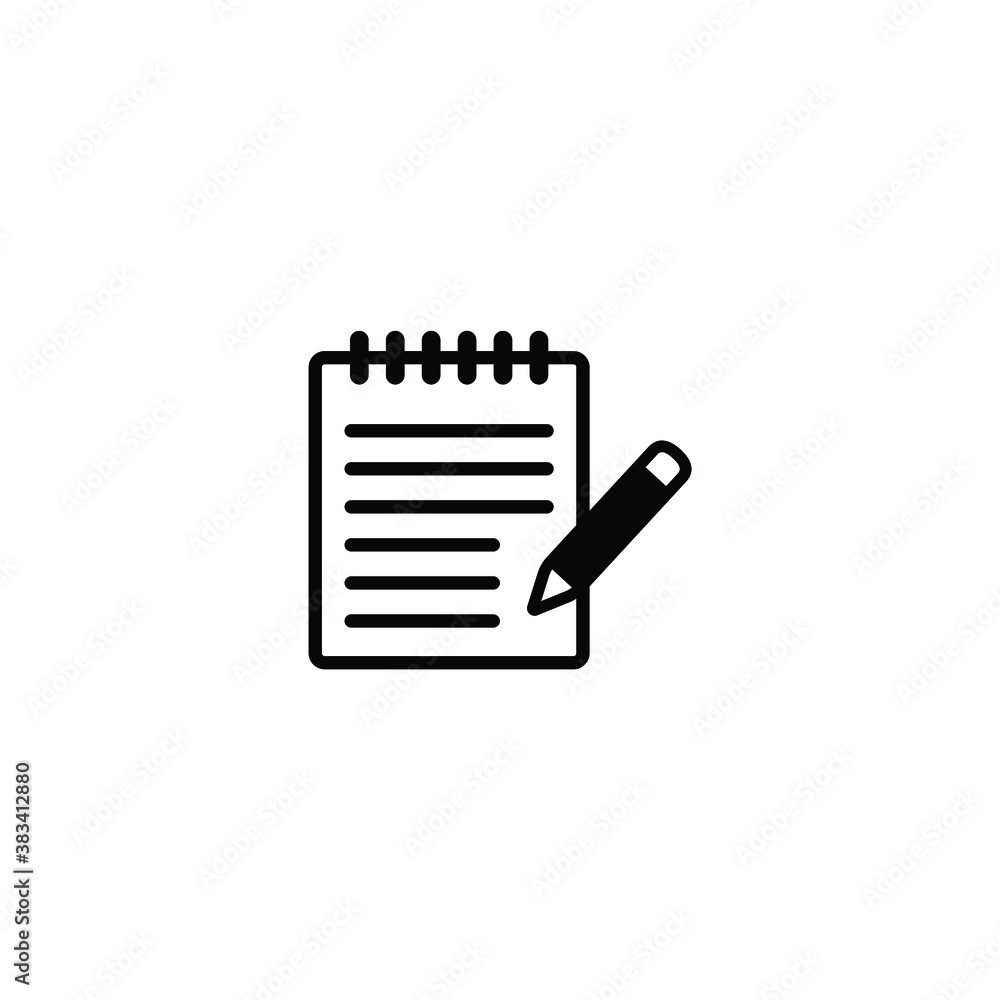 Notebook pen icon vector isolated on white, logo sign and symbol. Notebook pen icon vector isolated on white, logo sign and symbol.