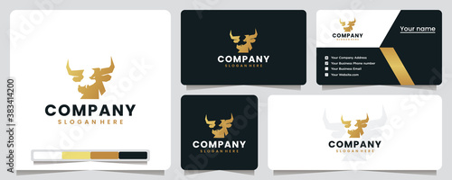 bull head ,golden , silhouette , logo design inspiration