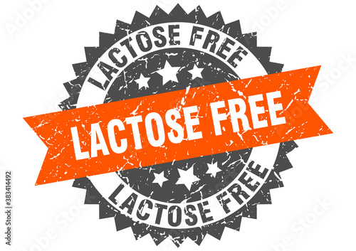 lactose free stamp. grunge round sign with ribbon