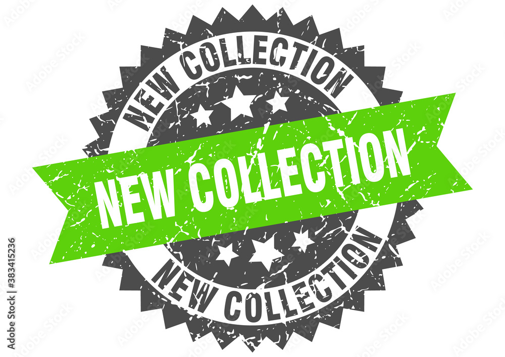 Obraz premium new collection stamp. grunge round sign with ribbon