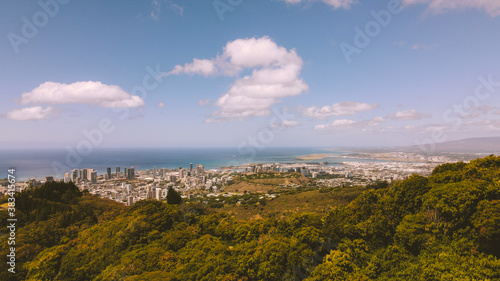 Aerial City of Honolulu, House in the forest, Oahu, Hawaii