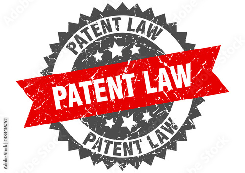 patent law stamp. grunge round sign with ribbon