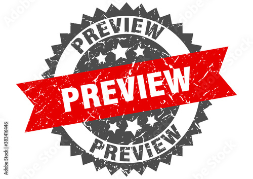 preview stamp. grunge round sign with ribbon